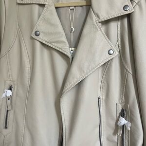 NWT parchment color faux leather jacket.